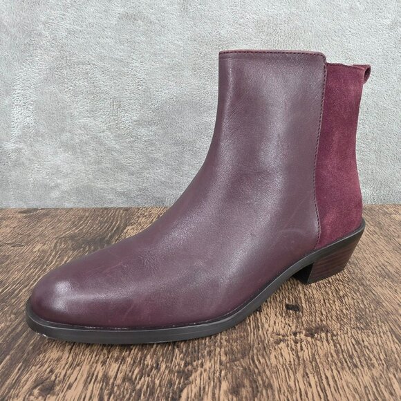 Coach Carmen Booties 6 Wine Red Suede Leather 2 Tone Designer Ankle Zip Classic - Picture 14 of 14